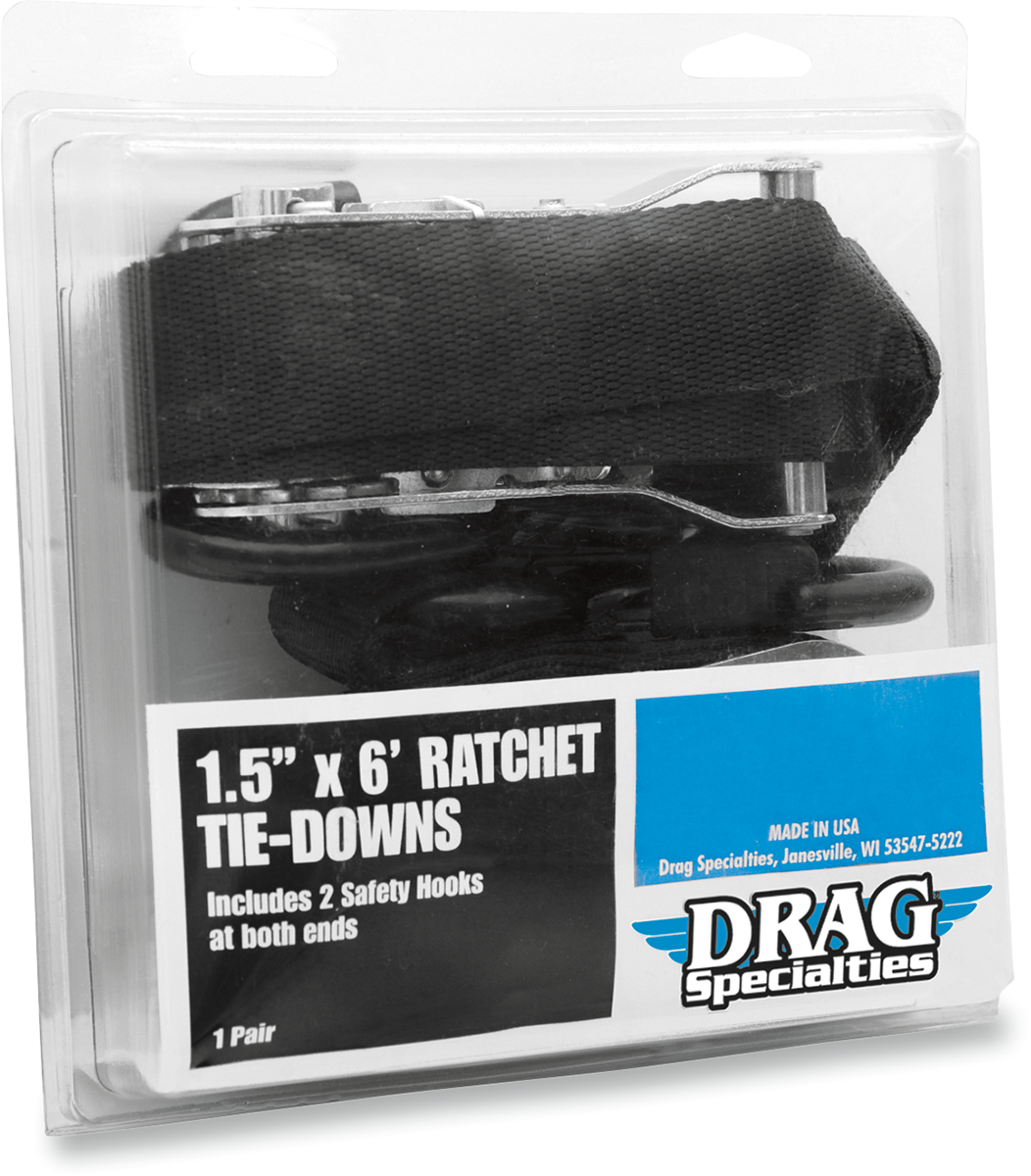 DRAG SPECIALTIES Ratchet Tie-Downs - 1-1/2" x 6' - Black 3920-0181