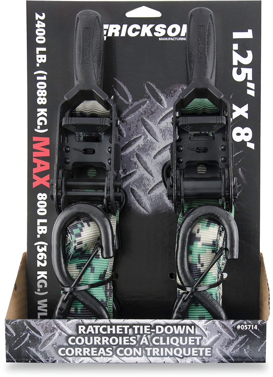 ERICKSON Ratchet Tie-Down - 1.25" x 8' - Camo 05714