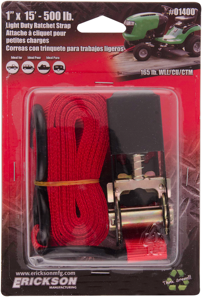 ERICKSON Ratchet Strap - 1" x 15' - Red 01400