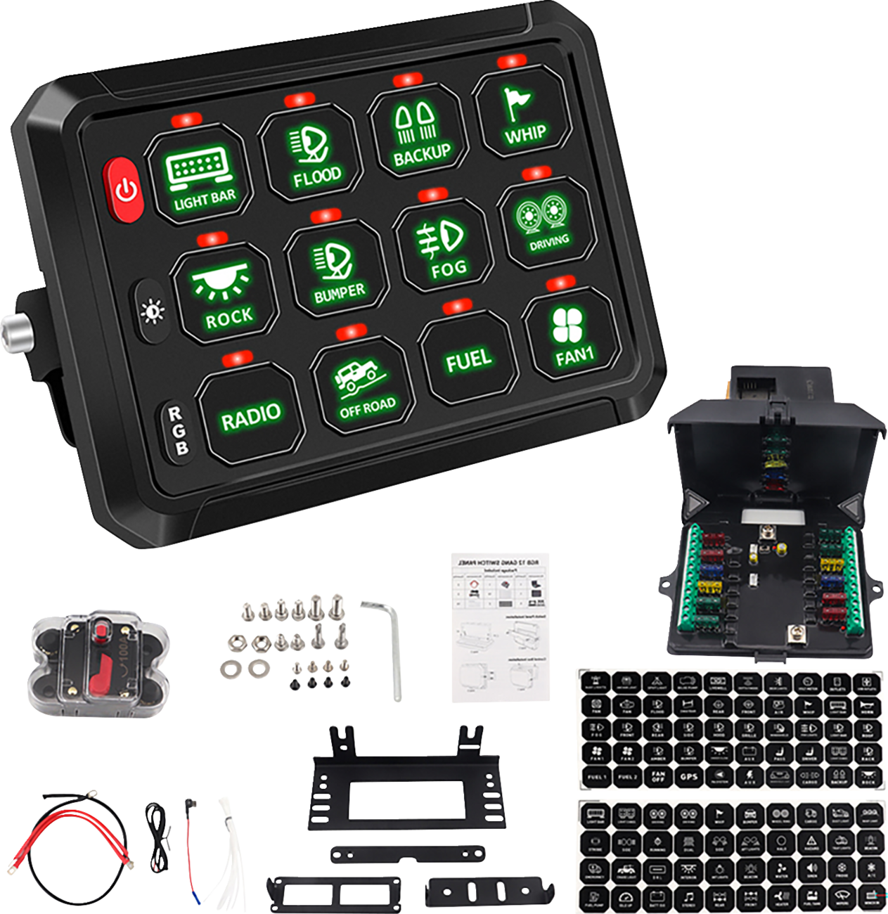 MOOSE OFFROAD Gang Switch Panel - 12 Position 90-200-PU