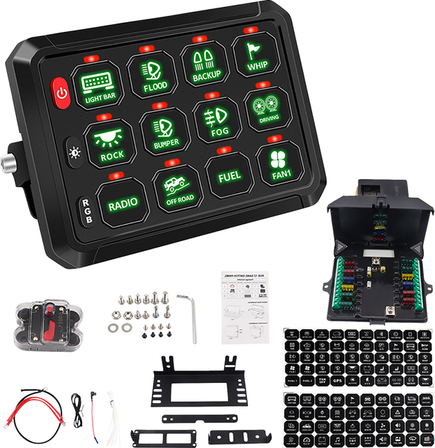 MOOSE OFFROAD Gang Switch Panel - 12 Position 90-200-PU