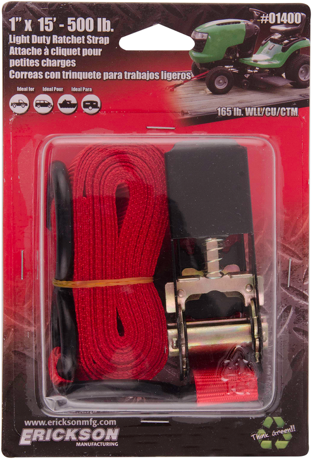 ERICKSON Ratchet Strap - 1" x 15' - Red 01400