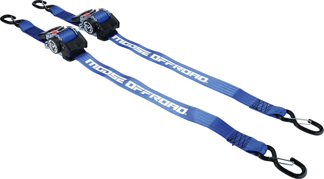 MOOSE OFFROAD Retractable Ratcheting Straps - 2" x 10' - Blue 3920-0539