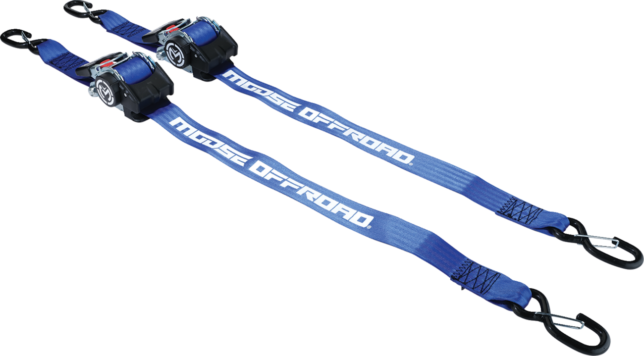 MOOSE OFFROAD Retractable Ratcheting Straps - 2" x 10' - Blue 3920-0539