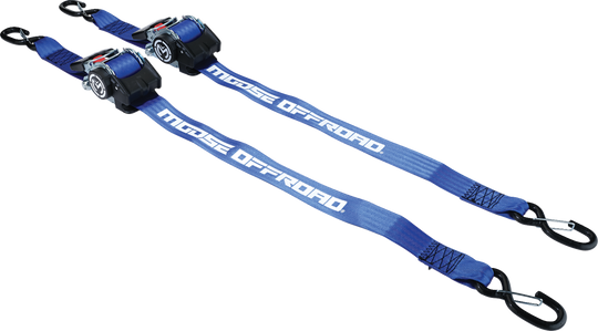 MOOSE OFFROAD Retractable Ratcheting Straps - 2" x 10' - Blue 3920-0539