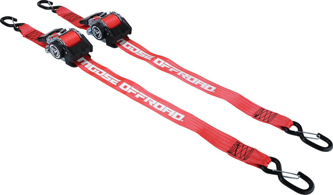 MOOSE OFFROAD Retractable Ratcheting Straps - 2" x 10' - Red 3920-0538