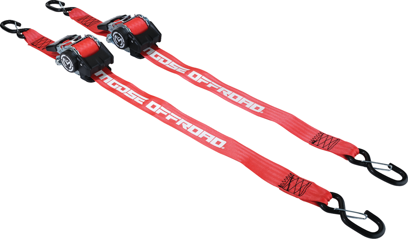 MOOSE OFFROAD Retractable Ratcheting Straps - 2" x 10' - Red 3920-0538