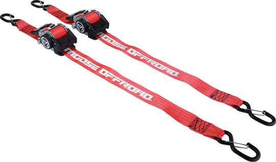 MOOSE OFFROAD Retractable Ratcheting Straps - 2" x 10' - Red 3920-0538
