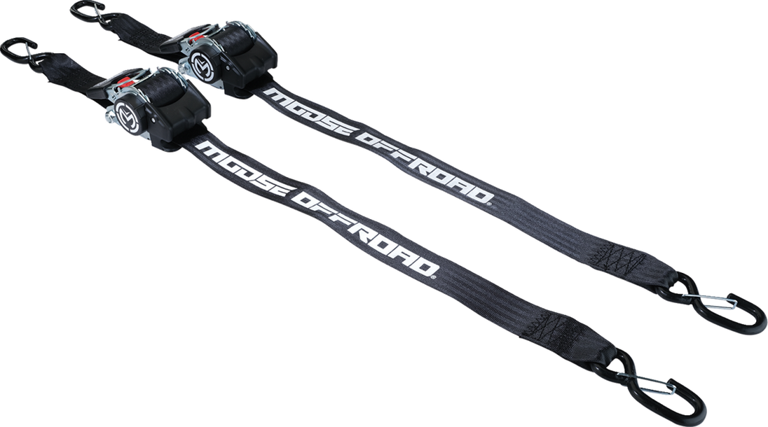 MOOSE OFFROAD Retractable Ratcheting Straps - 2" x 10' - Black 3920-0537