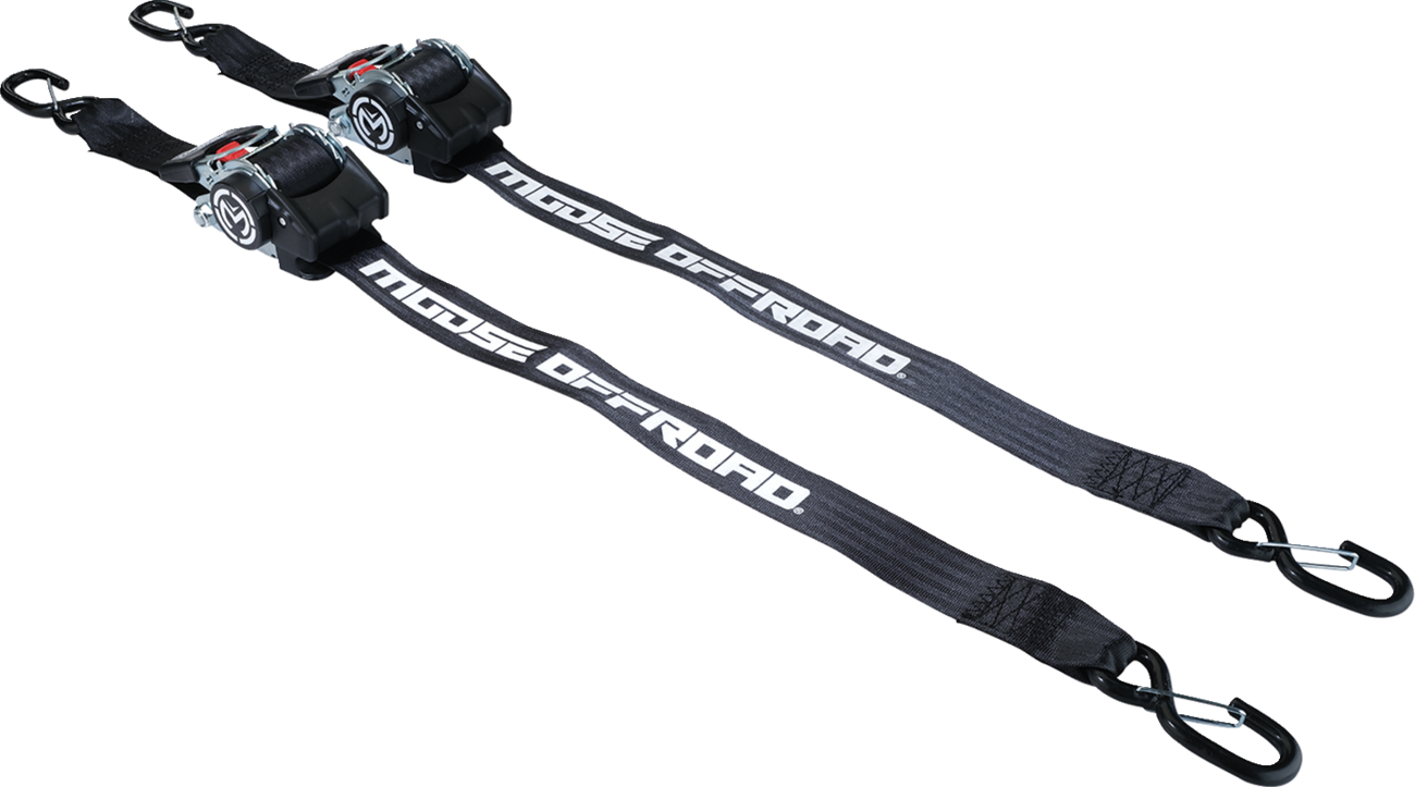 MOOSE OFFROAD Retractable Ratcheting Straps - 2" x 10' - Black 3920-0537