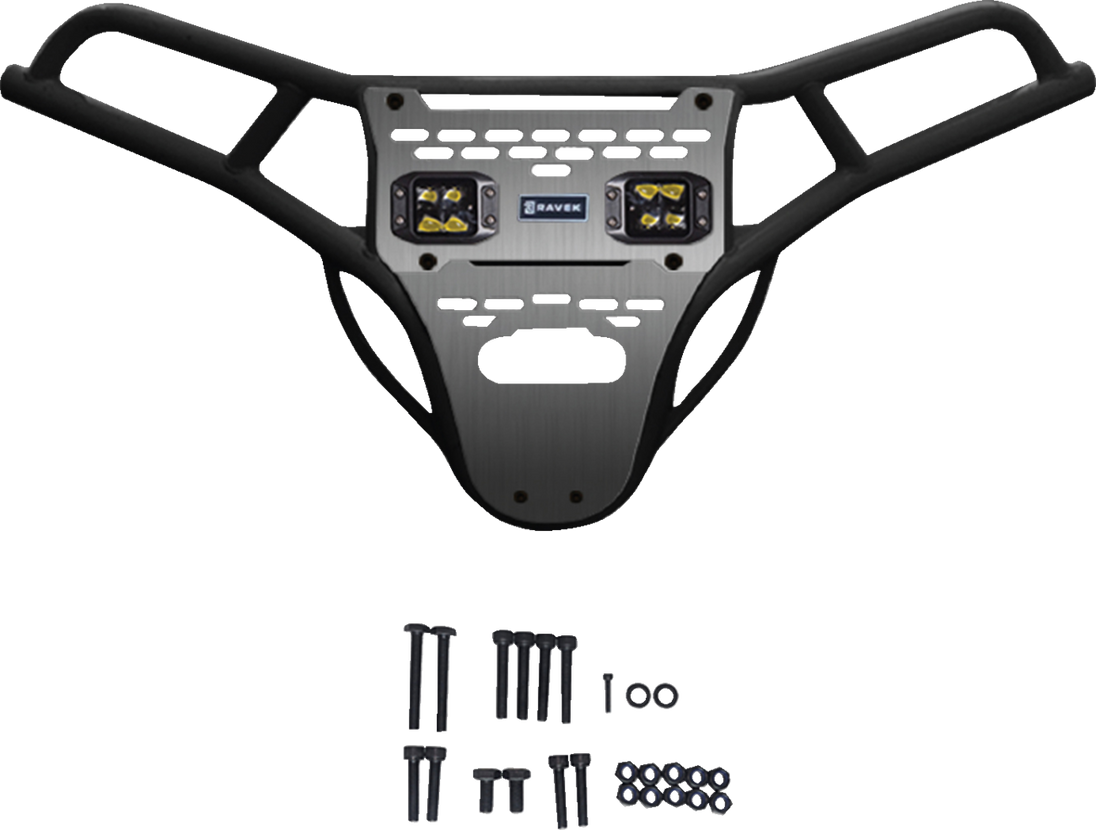 RAVEK Front Bumper/Skid Plate with Amber Lights - Black - RZR XP 1000 64-317BKLA