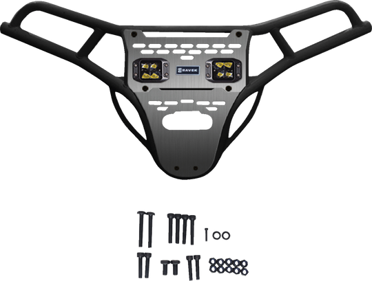 RAVEK Front Bumper/Skid Plate with Amber Lights - Black - RZR XP 1000 64-317BKLA