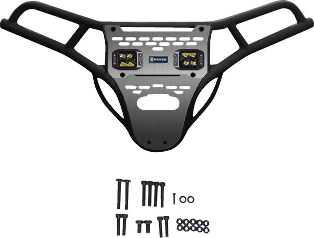 RAVEK Front Bumper/Skid Plate with Amber Lights - Black - RZR XP 1000 64-317BKLA