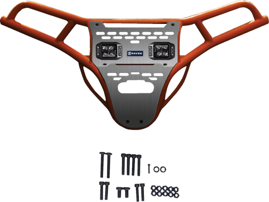 RAVEK Front Bumper/Skid Plate with White Lights - Orange - RZR XP 1000 64-317ORL