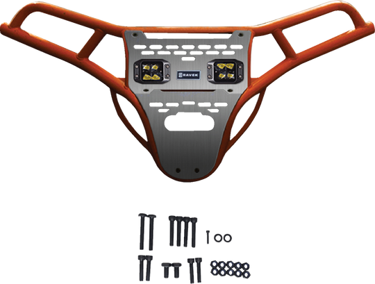 RAVEK Front Bumper/Skid Plate with Amber Lights - Orange - RZR XP 1000 64-317ORLA