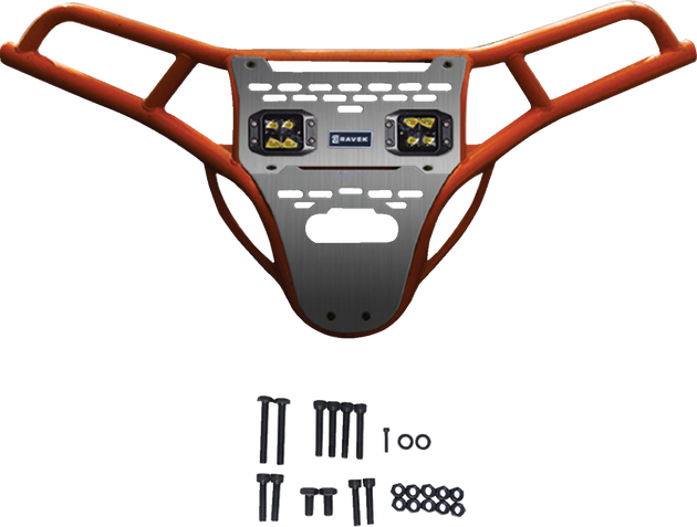 RAVEK Front Bumper/Skid Plate with Amber Lights - Orange - RZR XP 1000 64-317ORLA