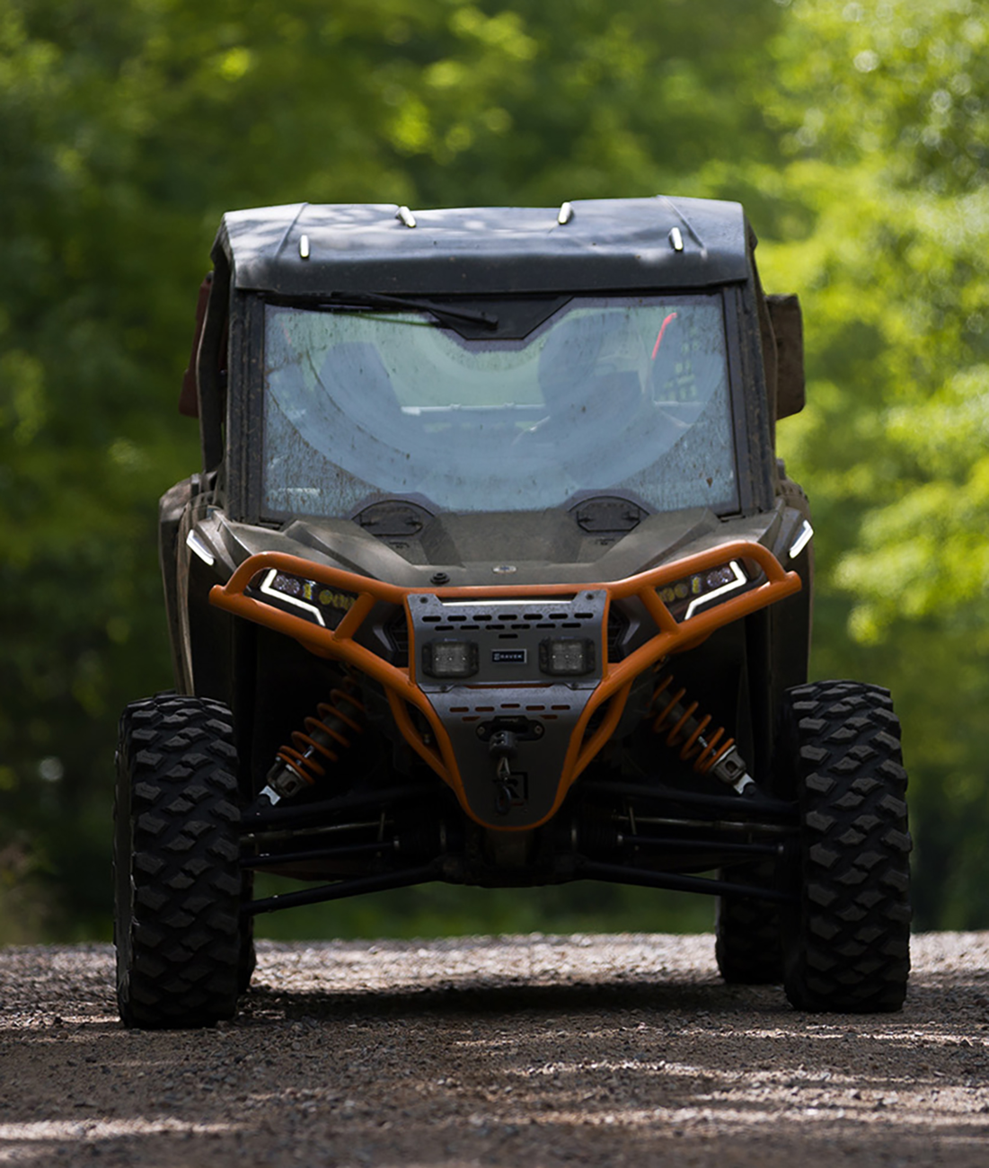 RAVEK Front Bumper/Skid Plate with White Lights - Orange - RZR XP 1000 64-317ORL