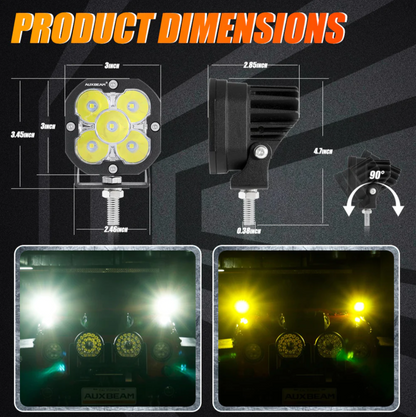 (2PCS/SET) 3 INCH 80W 9600LM LED PODS LIGHTS WITH WHITE&YELLOW COVER