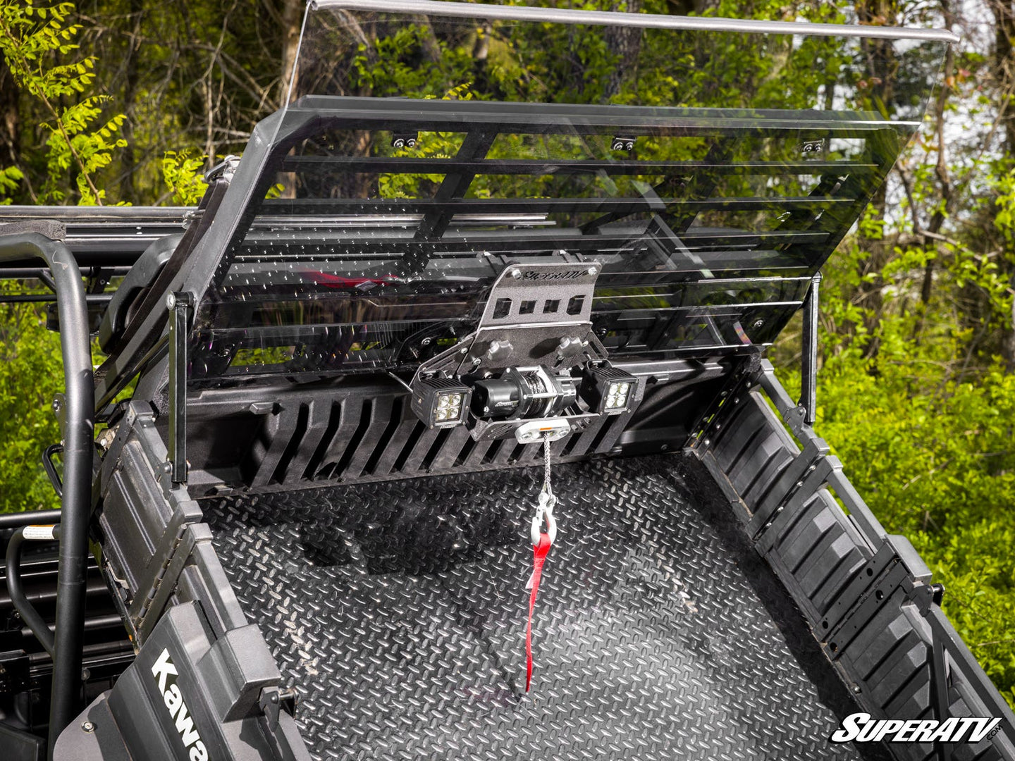 SuperATV - Kawasaki Mule Pro Bed Winch - No Cube Lights - BWN-K-MULEFXT-00