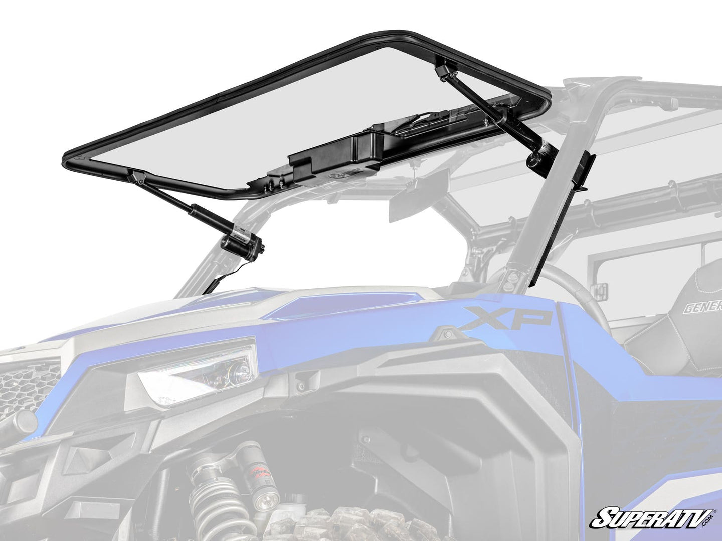SuperATV - Polaris General 1000 MaxDrive Power Flip Glass Windshield - With Wiper Kit - FGWS-P-GEN-W#AA