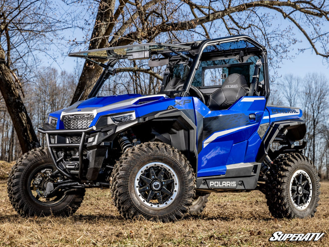 SuperATV - Polaris General 1000 MaxDrive Power Flip Glass Windshield - With Wiper Kit - FGWS-P-GEN-W#AA
