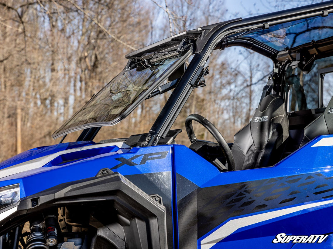 SuperATV - Polaris General 1000 MaxDrive Power Flip Glass Windshield - With Wiper Kit - FGWS-P-GEN-W#AA